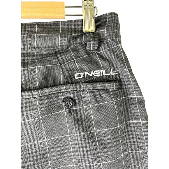 Coastal Beach Fisherman O'Neill Intersect Walking Shorts Black Plaid, Men's 32 - Picture 6 of 9